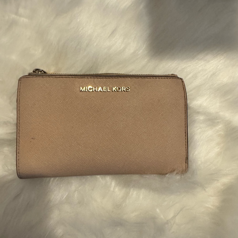 Michael Kors Tan Wallet with Gold Zipper